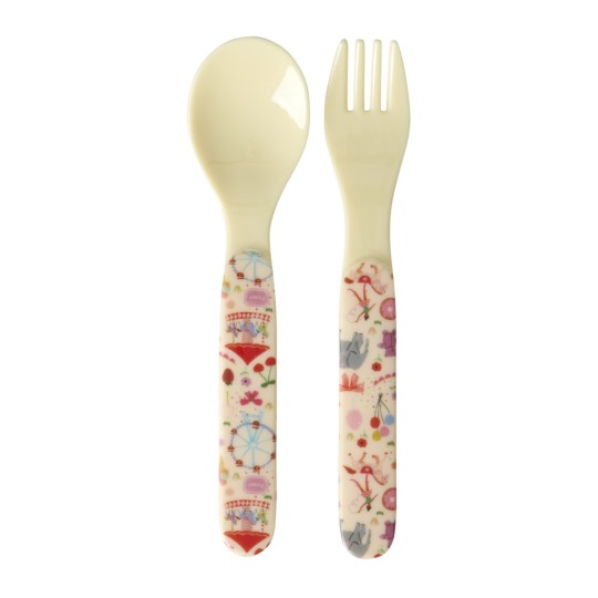 Cucchiaio e forchetta Fun Fair Print - Colore Rice: Menta