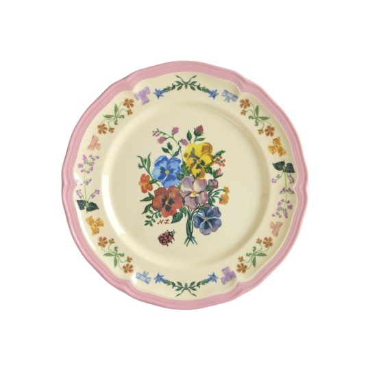 Rice - Piatto piano vintage Frutta - Nathalie Lété Print - Colore Rice: Rosa