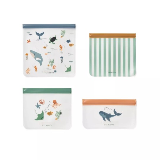 Liewood - Buste ermetiche da viaggio Clive - 4 pezzi - Colore Liewood: Sea Creature / Sandy