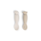 Done By Deer - Set 2 Cucchiai da Apprendimento in Silicone - Tiny Farm - Colore: Sabbia