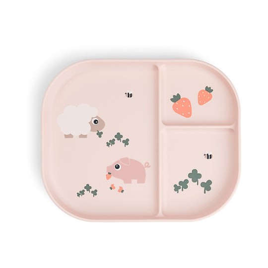 Done By Deer - Piatto con Scomparti Tiny Farm - 100% PP Alimentare - Versioni Done By Deer: Cipria