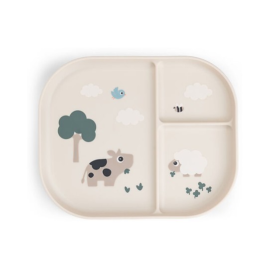 Done By Deer - Piatto con Scomparti Tiny Farm - 100% PP Alimentare - Versioni Done By Deer: Sabbia