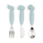 Done by Deer - Set 3 Posate Anti-Scivolo - Acciaio inossidabile - Colore: Blu