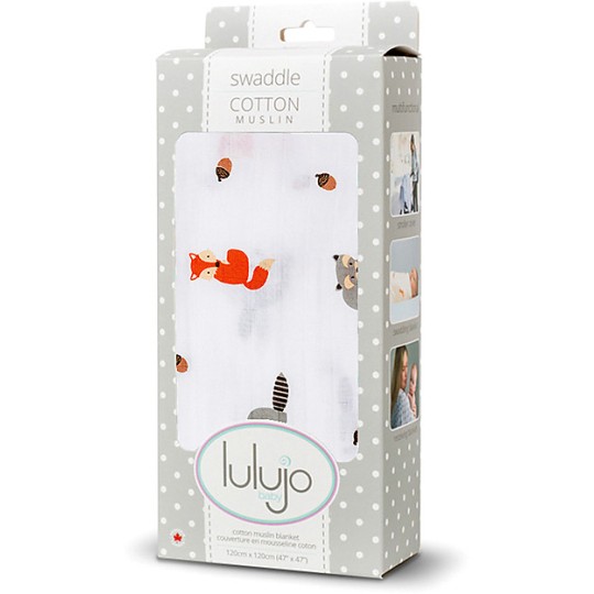 Lulujo - Copertina Swaddle 120 x 120 cm - 100% mussola di cotone - Varianti Lulujo: Amici del Bosco
