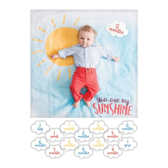 Lulujo - Kit Primo Anno - Copertina Swaddle in Mussola di Cotone - Varianti Lulujo: You are my Sunshine