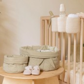 Lorena Canals - Set cestini trapuntati 100% Cotone organico - Bamboo Collection - 2 pezzi - Diamentro 20x30cm e 15x15cm - Versioni Lorena Canals: Verde Oliva