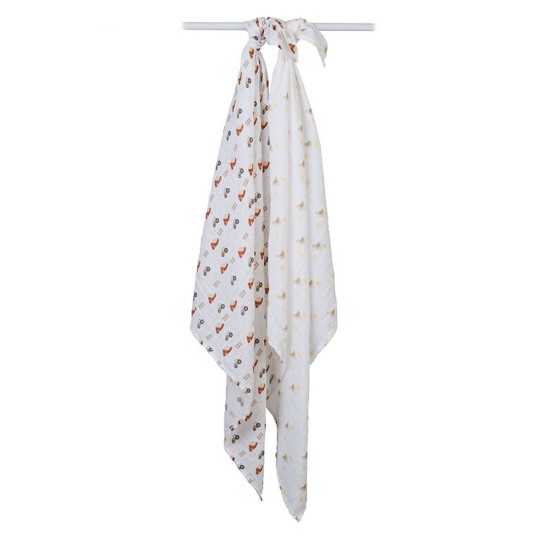 Lulujo - Set di 2 Copertine Swaddle 100 x 100 cm  - 100% mussola di cotone - Varianti Lulujo: Barnyard/Hen & Chicks