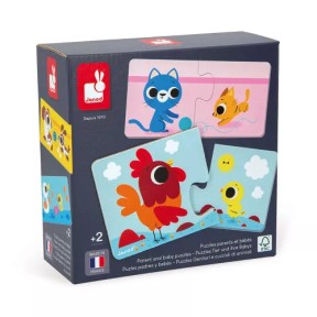 Janod - Puzzle cuccioli e genitori di animali
