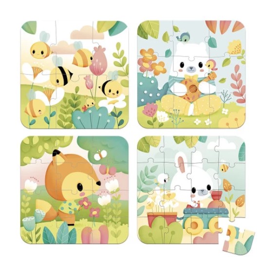 Janod - Set di 4 puzzle Pure