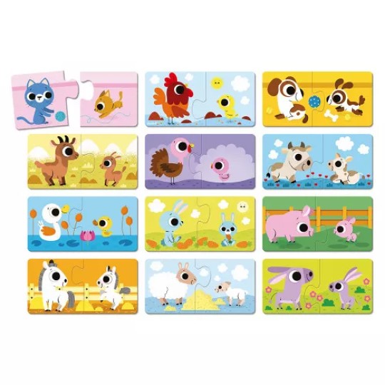 Janod - Puzzle cuccioli e genitori di animali