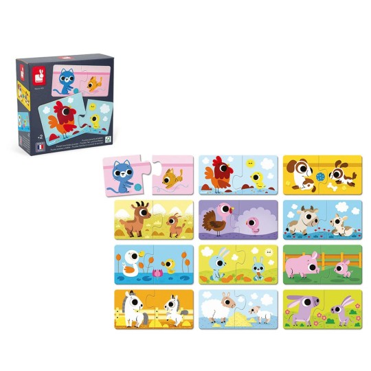Janod - Puzzle cuccioli e genitori di animali