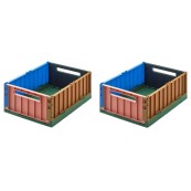 Liewood - Cassetta portaoggetti ripiegabile e impilabile M - 2 pezzi - H13 x L25 x L36 cm - Colore Liewood: Eden