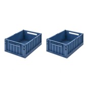 Liewood - Cassetta portaoggetti ripiegabile e impilabile M - 2 pezzi - H13 x L25 x L36 cm - Colore Liewood: Indigo Blue