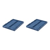 Liewood - Cassetta portaoggetti ripiegabile e impilabile M - 2 pezzi - H13 x L25 x L36 cm - Colore Liewood: Indigo Blue