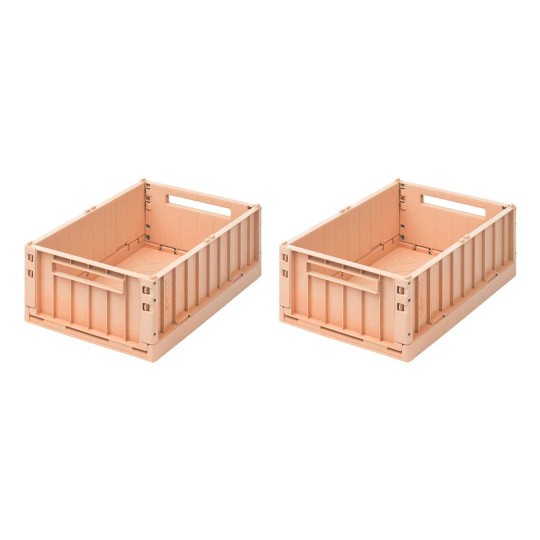 Liewood - Cassetta portaoggetti ripiegabile e impilabile M - 2 pezzi - H13 x L25 x L36 cm - Colore Liewood: Tuscany Rose