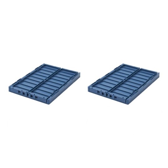 Liewood - Cassetta portaoggetti ripiegabile e impilabile M - 2 pezzi - H13 x L25 x L36 cm - Colore Liewood: Indigo Blue
