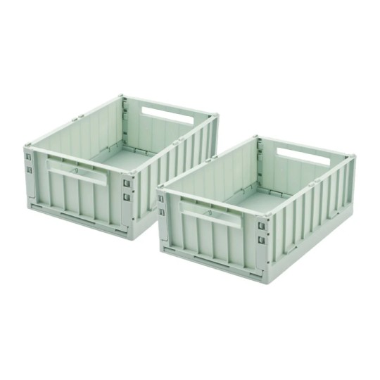 Liewood - Cassetta portaoggetti ripiegabile e impilabile M - 2 pezzi - H13 x L25 x L36 cm - Colore Liewood: Light Peppermint
