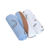 Lassig - Mussola in viscosa di bamboo e cotone organico L - 80x80cm - Pack 3pezzi - Colori Lässig: Happy Rascals Sky Blue