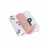 Lassig - Mussola 100% Cotone organico - 85x85 cm - Colori Lässig: Happy Fruits Cherry