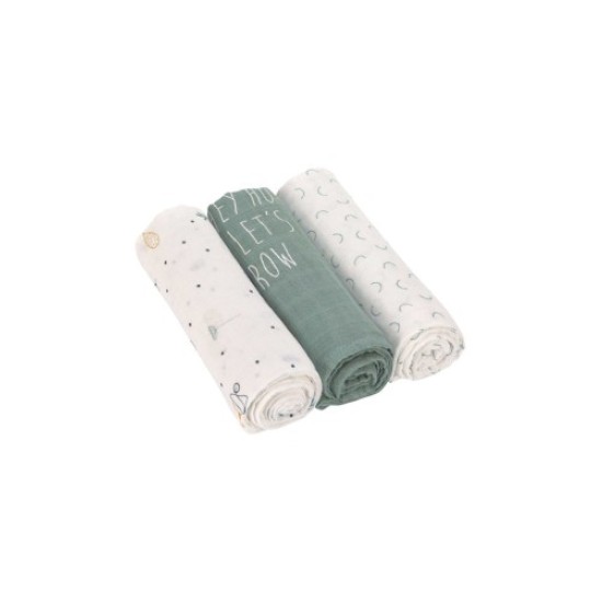 Lassig - Mussola in viscosa di bamboo e cotone organico L - 80x80cm - Pack 3pezzi - Colori Lässig: Garden Explorer
