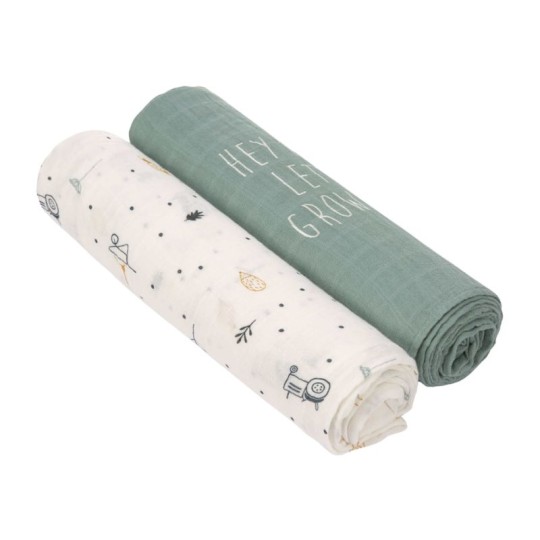 Lassig - Mussola in viscosa di bamboo XL - 120x120cm - Pack 3pezzi - Colori Lässig: Garden Explorer