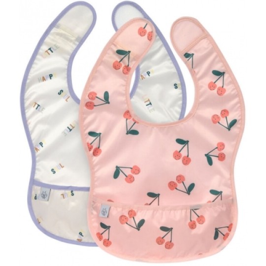 Lassig - Bavaglino con velcro Waterproof - Confezione 2 pezzi - Colori Lässig: Happy Fruits Cherry