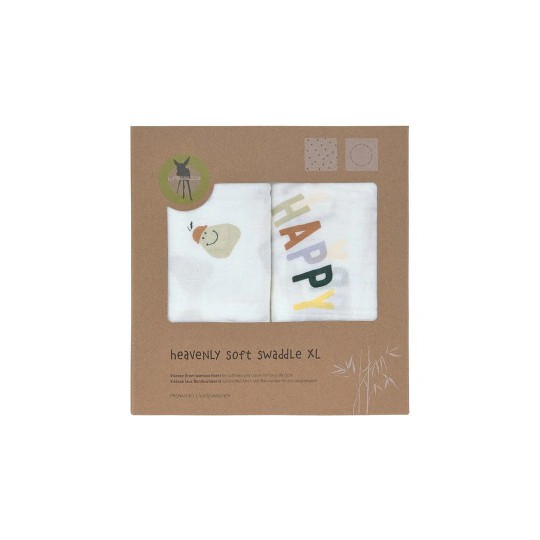 Lassig - Mussola in viscosa di bamboo XL - 120x120cm - Pack 3pezzi - Colori Lässig: Happy Fruits Pear