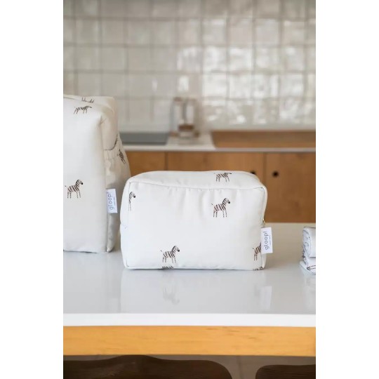 Gloop - Beauty case impermeabile - 100% Cotone Biologico - Colori Gloop: Zebra
