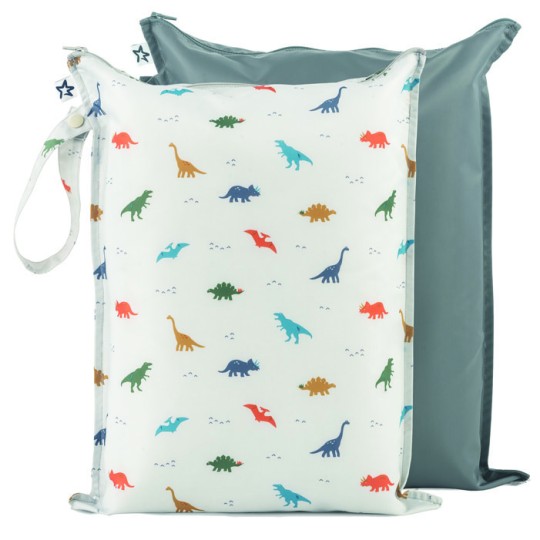 Tiny Twinkle - Set da 2 Wet BagS - Materiale riciclato - Impermeabili, Ecologiche e Multiuso - Colore: Dino