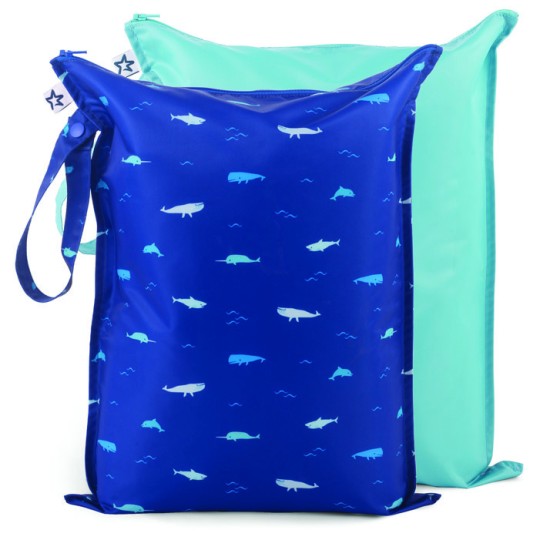 Tiny Twinkle - Set da 2 Wet BagS - Materiale riciclato - Impermeabili, Ecologiche e Multiuso - Colore: Ocean