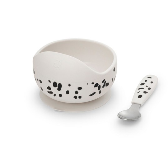Elodie - Set posate - Ciotola con ventosa e cucchiaio - Colori Elodie: Dalmation Dots