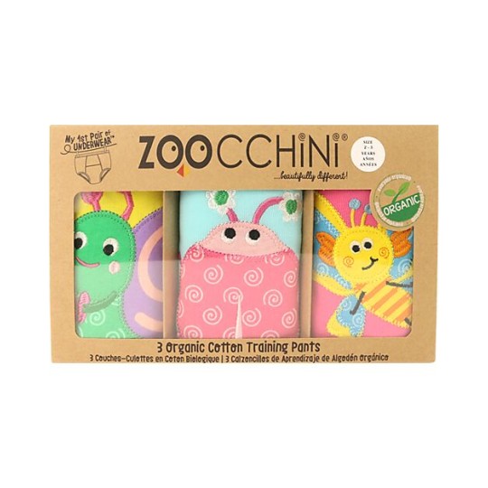 Zoocchini - Mutandine di apprendimento 2/3 Anni - Training Pants - Disegno: Creature del Giardino - Bimba