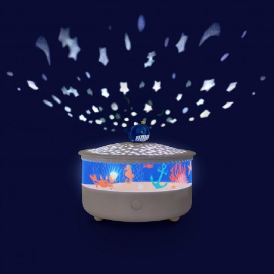 Trousselier - Luce notturna - Proiettore di stelle 14 cm - Musicale - Rilevatore di pianto - Ricaricabile tramite USB - Colori Trousselier: Ocean