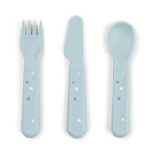 Done By Deer - Set posate Foodie Happy Dots - 100% PP Alimentare - Colore: Blu