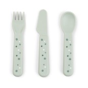 Done By Deer - Set posate Foodie Happy Dots - 100% PP Alimentare - Colore: Verde