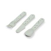 Done By Deer - Set posate Foodie Happy Dots - 100% PP Alimentare - Colore: Verde