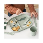 Done By Deer - Piatto con scomparti Foodie - 100% PP Alimentare - Colore: Croco Verde