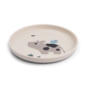 Done By Deer - Piatto piano Tiny Farm - Base antiscivolo - Colore: Cipria