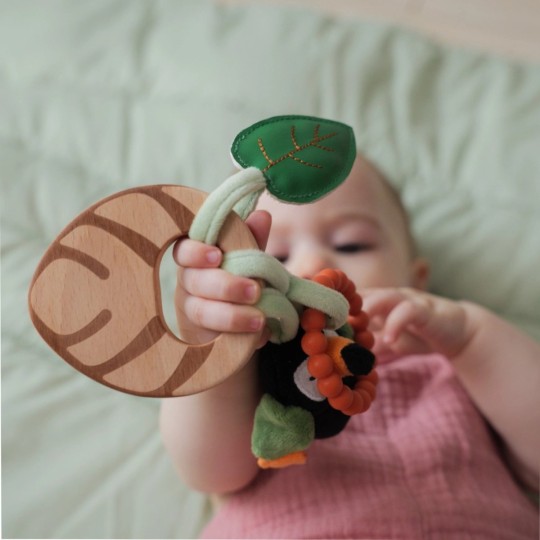 Little Big Friends - Sonaglio di legno con giochi - Adatto dalla nascita - Colori Little Big Friends: Giungla