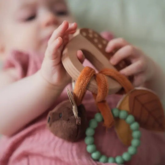 Little Big Friends - Sonaglio di legno con giochi - Adatto dalla nascita - Colori Little Big Friends: Foresta