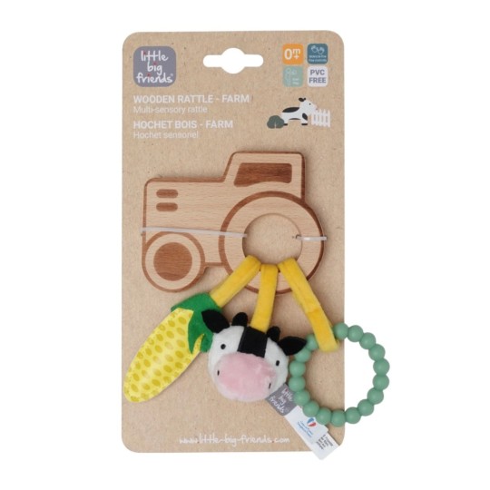 Little Big Friends - Sonaglio di legno con giochi - Adatto dalla nascita - Colori Little Big Friends: Farm