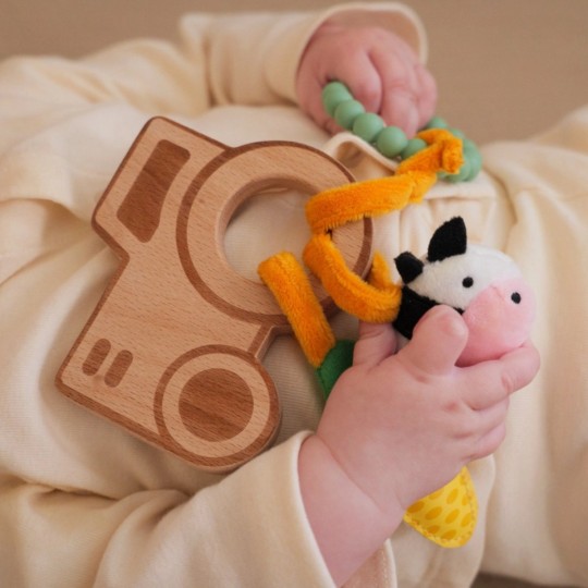 Little Big Friends - Sonaglio di legno con giochi - Adatto dalla nascita - Colori Little Big Friends: Farm