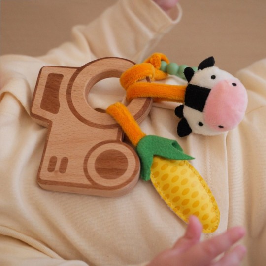Little Big Friends - Sonaglio di legno con giochi - Adatto dalla nascita - Colori Little Big Friends: Farm