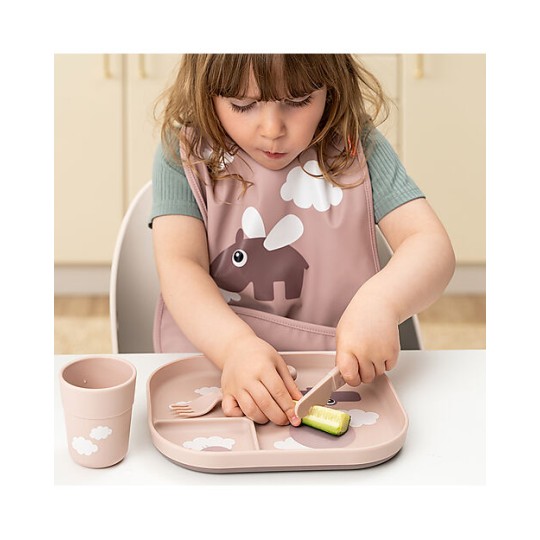 Done By Deer - Piatto con scomparti Foodie - 100% PP Alimentare - Colore: Cipria