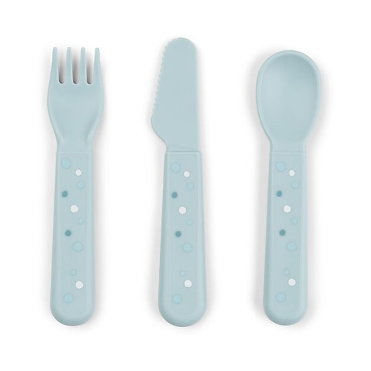 Done By Deer - Set posate Foodie Happy Dots - 100% PP Alimentare - Colore: Blu