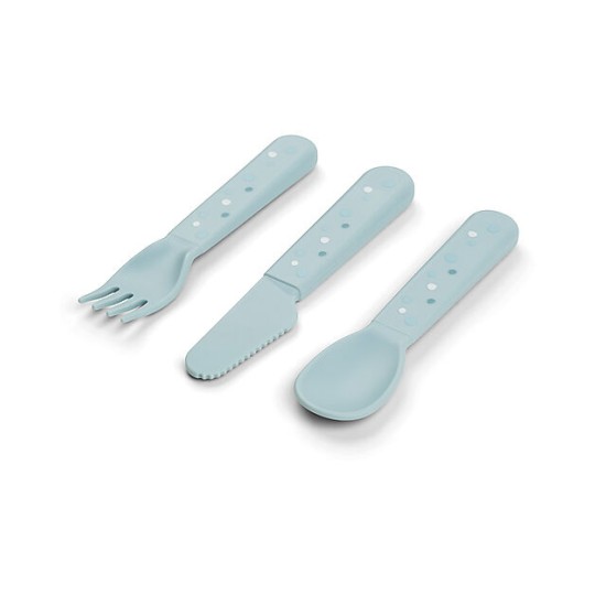 Done By Deer - Set posate Foodie Happy Dots - 100% PP Alimentare - Colore: Blu