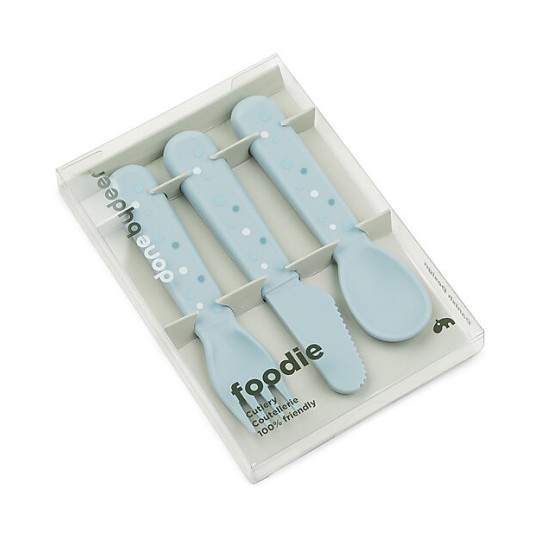 Done By Deer - Set posate Foodie Happy Dots - 100% PP Alimentare - Colore: Blu