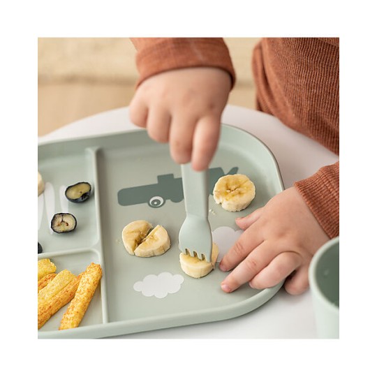 Done By Deer - Set posate Foodie Happy Dots - 100% PP Alimentare - Colore: Verde