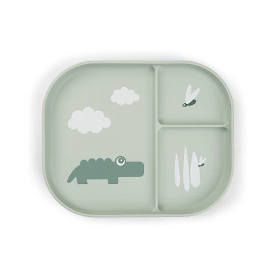 Done By Deer - Piatto con scomparti Foodie - 100% PP Alimentare - Colore: Croco Verde
