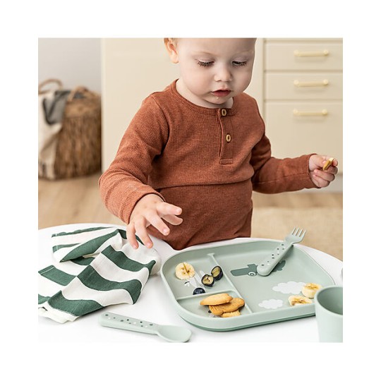 Done By Deer - Piatto con scomparti Foodie - 100% PP Alimentare - Colore: Croco Verde